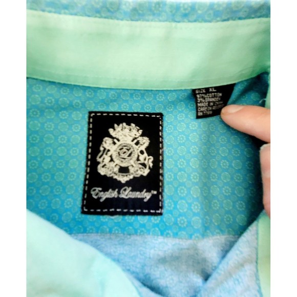 English Laundry Men's Button Up Shirt XL Blue & Green Extra Large - Picture 3 of 3
